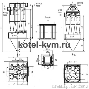 Чертеж циклона ЦН-15-900-6СП
