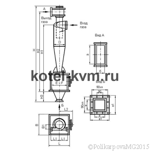 Чертеж циклона ЦН-15-500-1УП