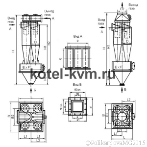 Чертеж циклона ЦН-15-600-4СП