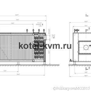 Чертеж газового котла 1,3 МВт вид 2